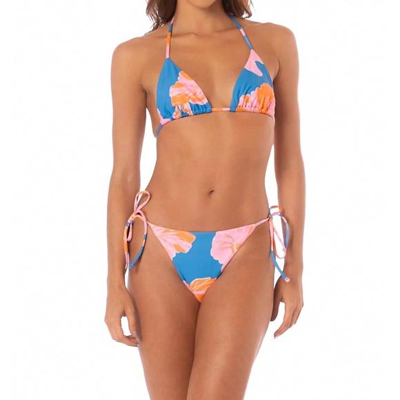 NEW MAAJI magnolia mirage sunning low rise tie side bikini bottom in blue - Picture 1 of 4